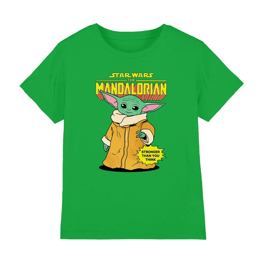 mandarin creative ltd Star Wars Strong Grogu Unisex Kids T Shirt Koszulka, Kelly Green, 3-4 lata dla chłopców, Zielony, 3-4 lat