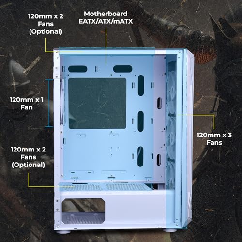 Image of ZEBRONICS Ronin Mid-Tower Premium Gaming Cabinet EATX /ATX /mATX,3X 120mm Front + 1x 120mm Rear Fan,ARGB Inner Glow,RGB LED Control,Tempered Glass Side Panel,USB 3.0, Magnetic Dust Filter