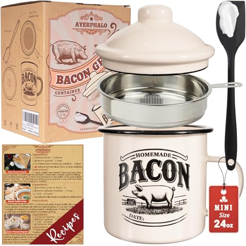 Bacon Grease Container with Strainer - With...