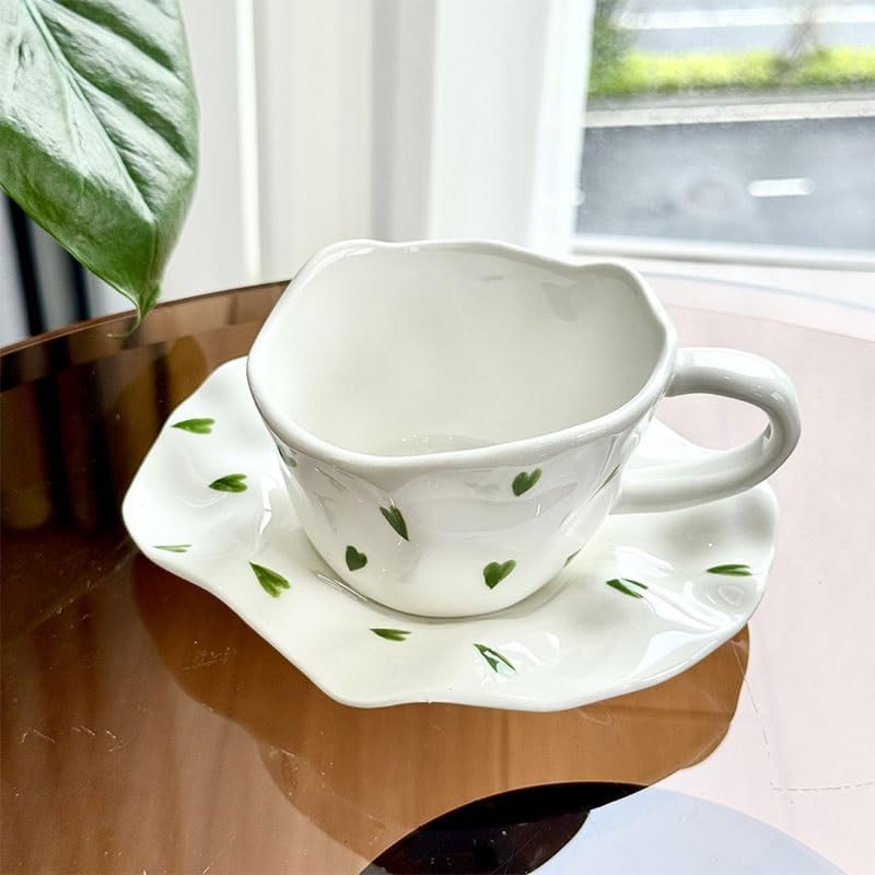 Thick White Vintage Ceramic Cup Party Afternoon Tea Cup Saucer Set