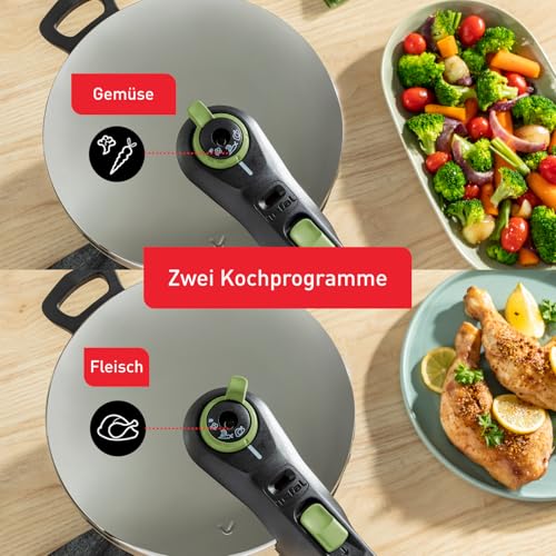 Tefal P2584402 Secure Trendy Schnellkochtopf 8 L mit Korb | 2-Stufen-Garregler: Intensivstufe 117°C, Schonstufe 112°C… – Ansicht 5