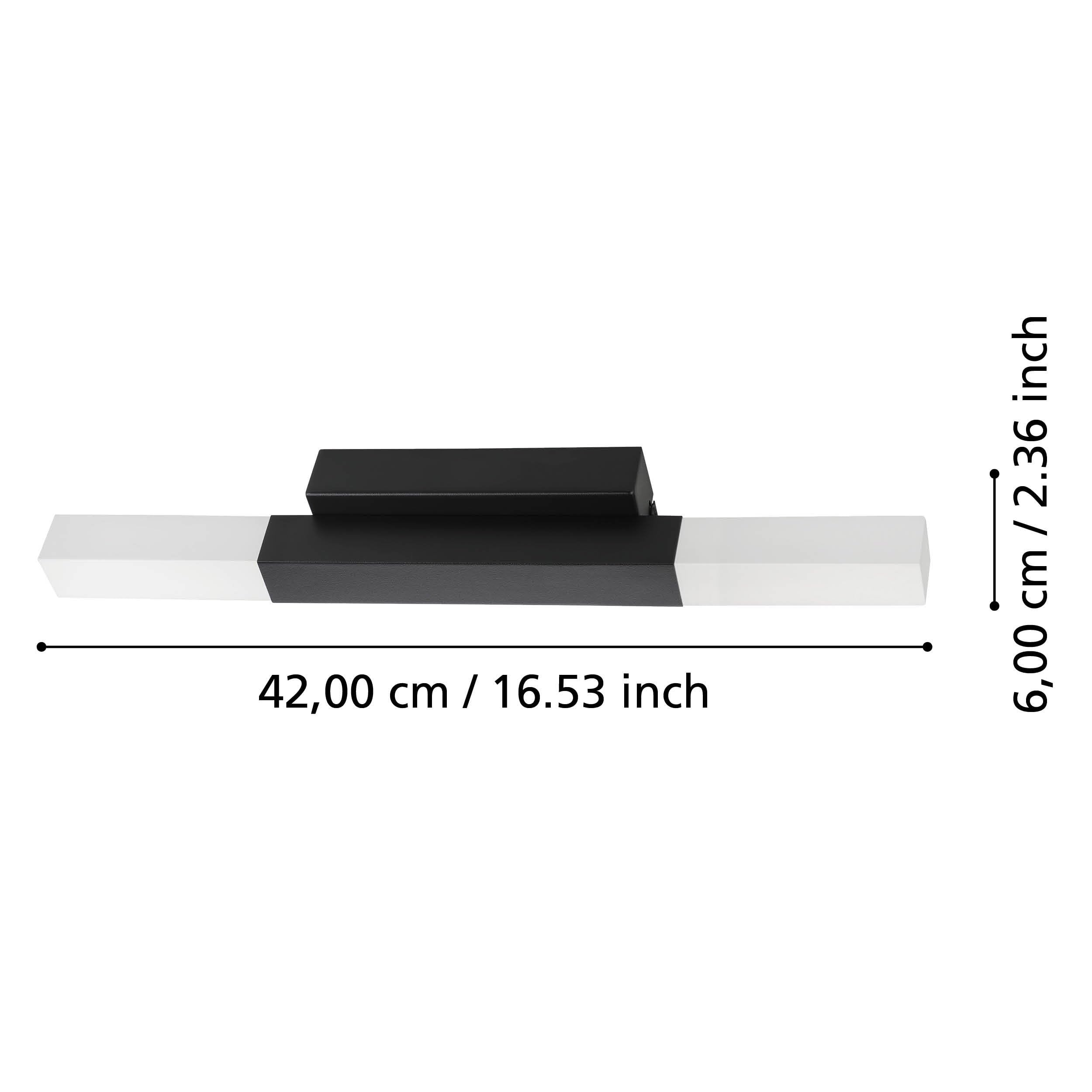 EGLO LED Wandleuchte Alcudia, Up und Down Leuchte | Wandlampe aus schwarzem Metall und satiniertem Kunststoff, Bad Spiegellampe, Badezimmer und Flur Lampe, warmweiß, IP44