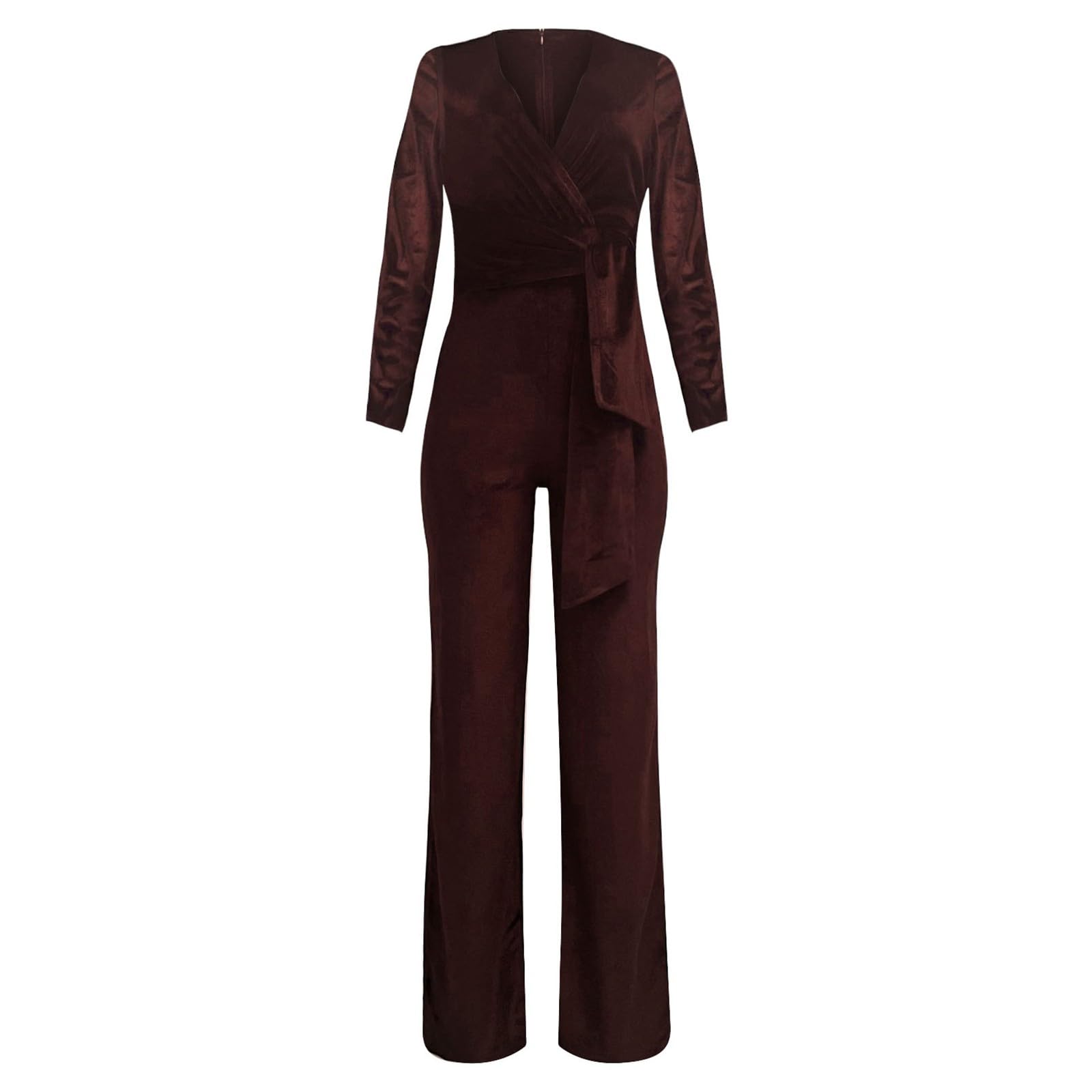 Jumpsuit Damen Elegant Lang, Sommer Overall Leicht Playsuit Festival Outfit Einteiler Kostüm Einfarbig Langarm Hose Weites Bein Hosenanzug Business Romper Mit Ärmeln Bequem Boho Jumpsuit Outfit Frauen
