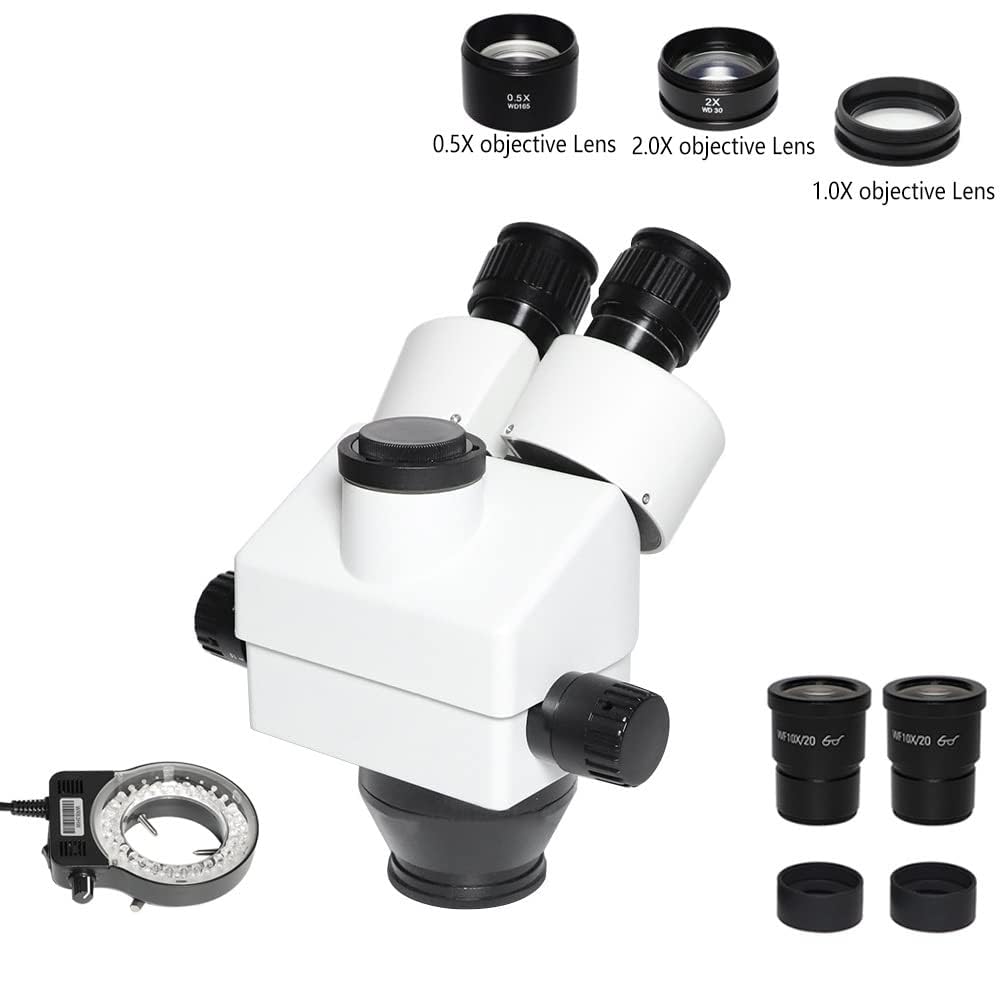 Microscope 3.5X-90X Trinocular Zoom Stereo Microscope Head + VGA 38MP H_DMI USB Microscopio Camera 0.5X cmount Lens for Mobile Phone Repair(3.5-90X no Camera)