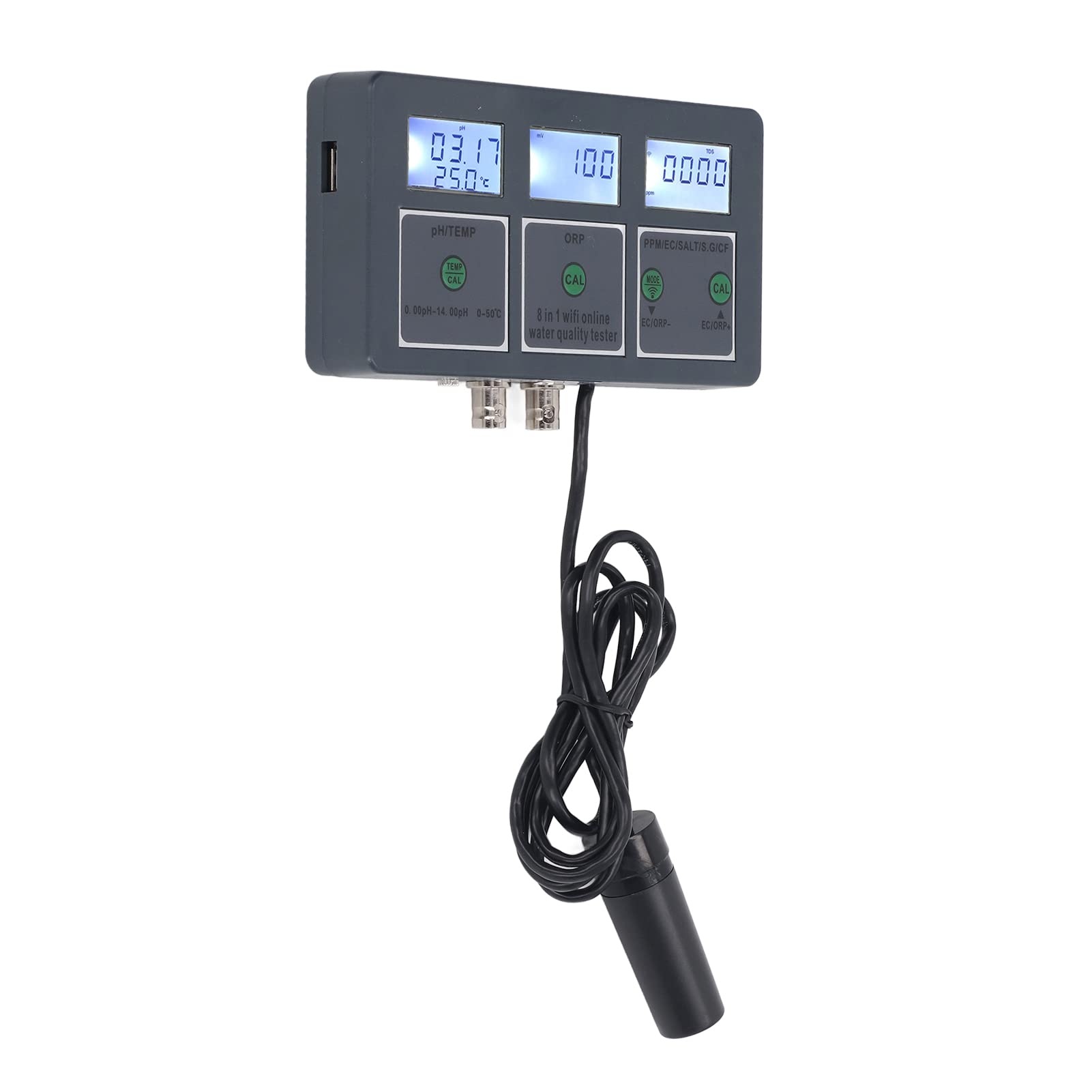 Probador de Calidad del Agua Monitoreo en línea 8 en 1 para acuarios Ideal para Laboratorios Spas Compatible con Aplicaciones iOS y Android
