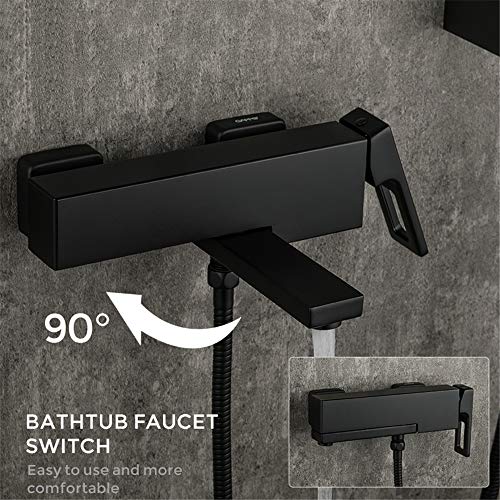 Robinet de baignoire et douche mural noir mitigeur - 5