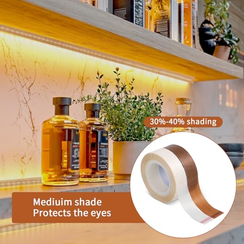 Aysatogc 2 Rollen Verdunkelungsband LED Streifen Abdeckung Dimmen Light Dimming Tape Aufkleber für LED Strip TV Hintergrundbeleuchtung Küche Schlafzimmer Deko