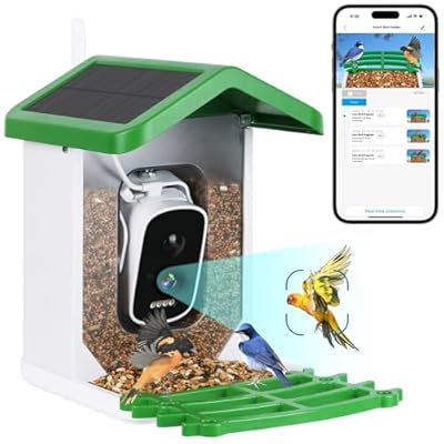 seanme Smart Bird Feeder with Camera Solar-Powered | 2.5K HD Live View, AI Identify 10,000+ Birds | Instant Alerts & Weatherproof Design | Bird Watching Birthday Gift for Mom/Father/Grandparents