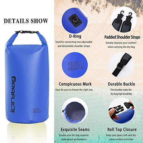 Image of IDRYBAG Dry Bags for Kayaking Waterproof 2L /5L /10L /15L /20L, Small Dry Bag Waterproof Floating, Dry Sack Waterproof Bag for Paddleboarding Travel