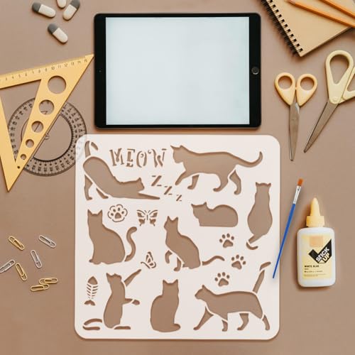 Plantillas de pintura de gato reutilizables para renovar madera 4