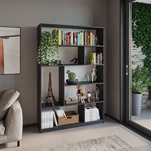 Estante Livreiro Multiuso 5 Prateleiras 8 Nichos Seattle Yescasa Preto Perfect Touch