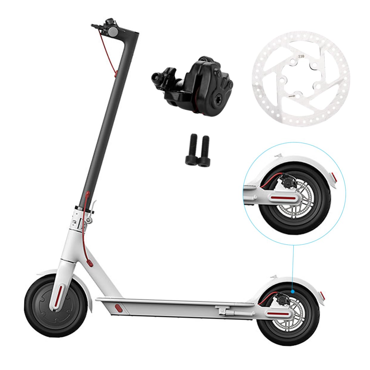 BESPORTBLE Set Freno a Disco Professionale per Scooter Elettrico M365, Pinza e Rotore in Metallo Resistente, Superficie Liscia Ergonomica, Ricambio per Monopattino, Accessorio per Sport
