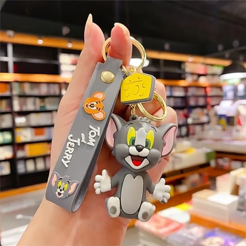Image of Cute Cartoon Character Silicone 3D Key Chain with Strap Charm & Metal Hook, Merchandise Key Rings Gift for Kids Girls Boys Men & Women