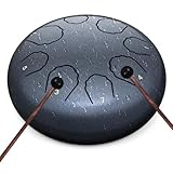 Zungentrommel 6 Zoll 8 Töne C-Key, Steel Tongue Drum Handpan Set,Regentrommel outdoor,Schlaginstrument für Anfänger, inkl. Tragetasche, Notenbuch & Schlägeln (Marineblau, 6 Zoll)