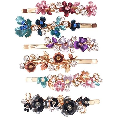 6PCS Vintage Flower Design Hair Pins Cover