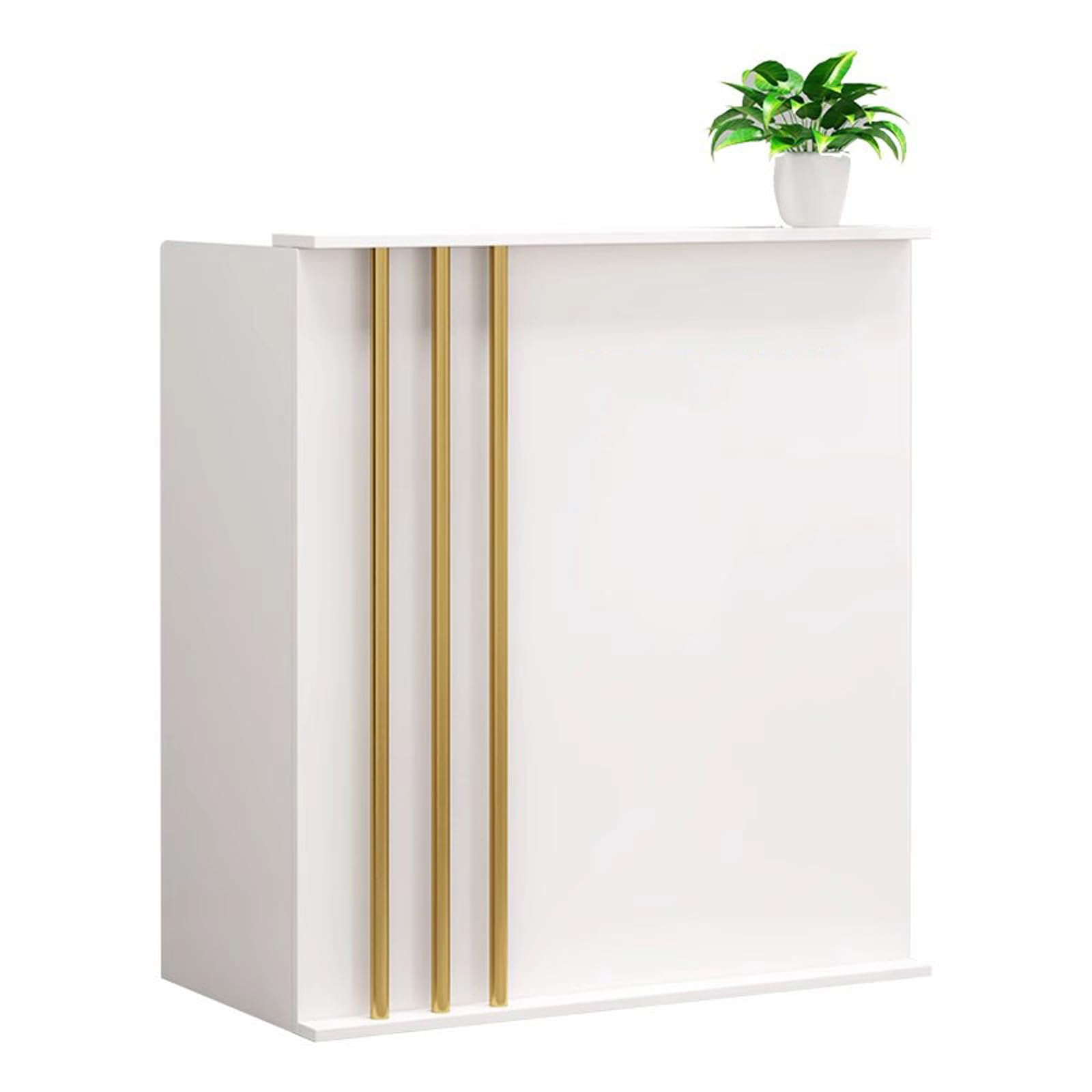 Generico Banco Reception Frontale, Banco Cassa Per Negozi con Cassetti e Ripiani Portaoggetti, Banco Reception Per Saloni Di Bellezza, Negozi Di Abbigliamento (Bianco senza armadietti)