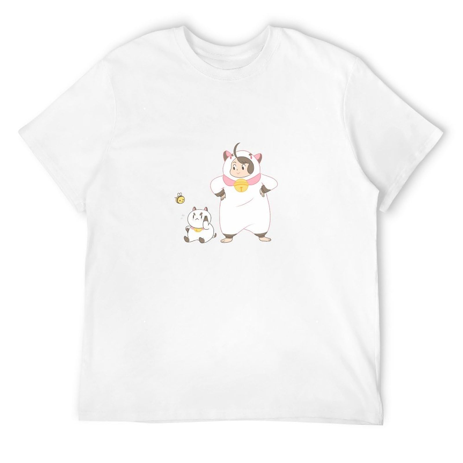 DORA A AREAMMen's Bee and Puppycat Summer T Shirt Black Short Sleeve XL