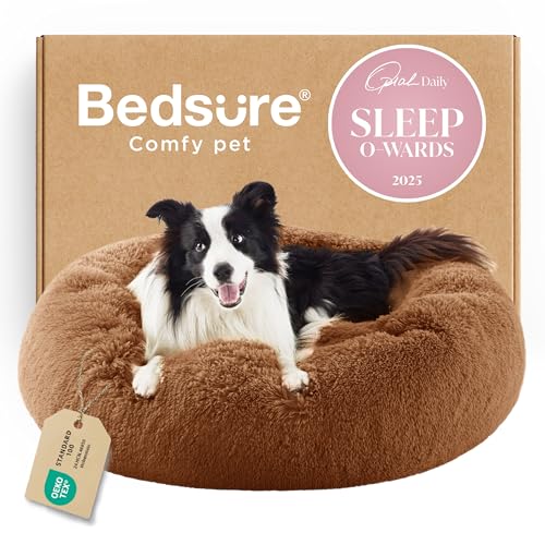 Image of Bedsure Calming Dog Beds Large Sized Dog Donut Washable Pet Bed,36ins Copper