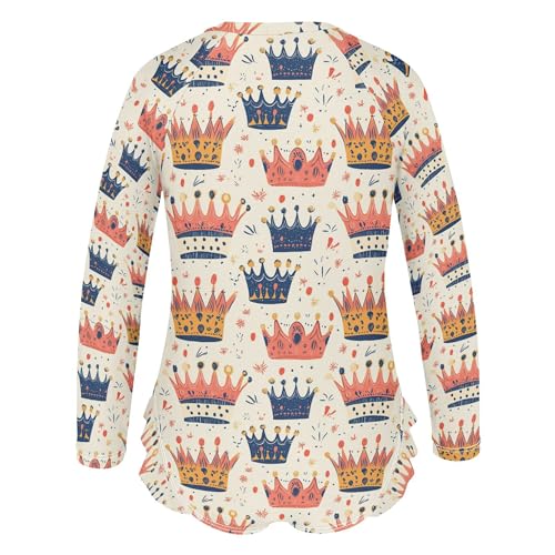 Crown Girls Long Sleeve Rashguard Swimsuit UV Protection One-Piece Swimwear Bathing Suit B04047383