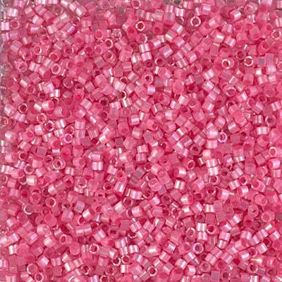 Miyuki Delica 11/0 Rose AB Silk Inside Dyed 50gms Bag of Japanese Glass Beads