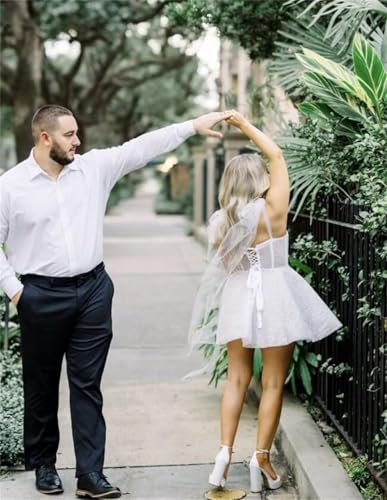 Fivsole Short Wedding Dress 2025 Lace Applique White Short Bridal Shower Dress Mini Homecoming Dresses4