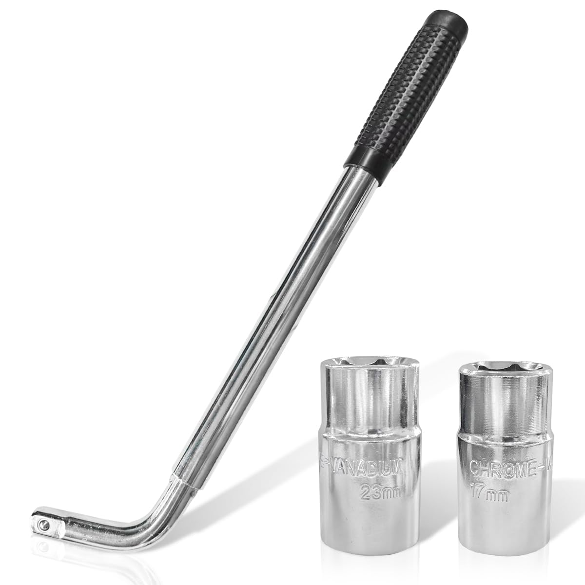 Universal Telescoping Wheel Lug Wrench, Extendable Car Wheel Nut Remover with Standard CR-V Sockets (17mm 19mm 21mm 23mm), Labor Saving Wheel Wrench, Tire Repair Tool Set for Car Truck Van-image-36