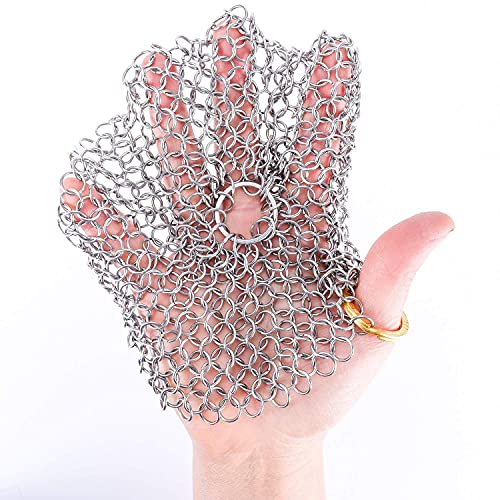 image for Cast Iron Cleaner, THREE THREE Stainless Steel Chainmail Scrubber Care