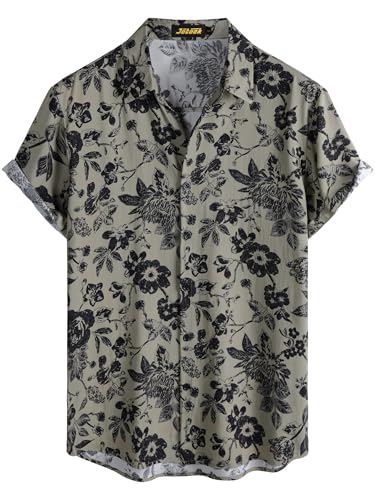 Image of JOTOOK Mens Hawaiian Shirt Short Sleeve Button Down Tropical Shirts Casual Floral Summer Beach Shirt