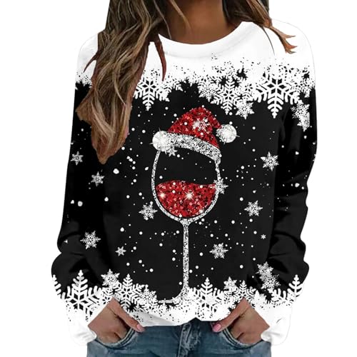 Weihnachtspullover Damen Lustig Druck Weihnachtspulli Weihnachts...