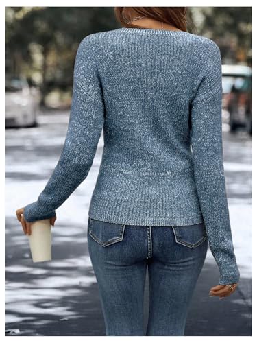 Image of SOLY HUX Women's V Neck Long Sleeve Off Shoulder Sweaters Criss Cross Wrap Ruched Pullover Fall Tops