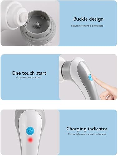 Miniatura 7 de Limpiador giratorio eléctrico inalámbrico, recargable de mano con 3 cabezales de cepillo reemplazables, adecuado para limpiar
