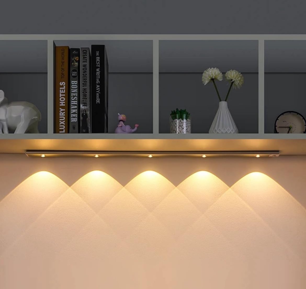 Blue Coral Motion Sensor 80cm Light LED Sensor Lamp Wireless Intelligent Ultra Thin USB LED For Kitchen Cabinet Bedroom Wardrobe Indoor Lighting Night Light (1-Pack Silver 80cm)