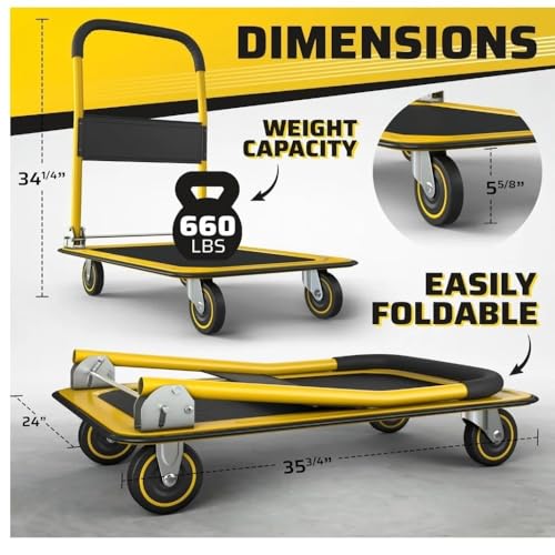 Carro plegable de plataforma con ruedas resistente miniatura 2