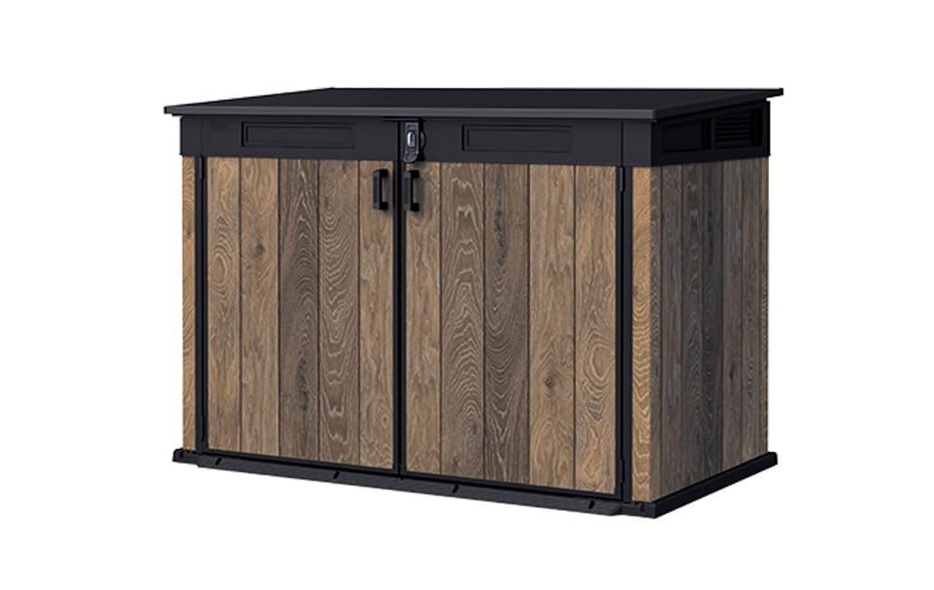 Keter Signature horizontaler Gartenschuppen wetterfest 2020 L Stauraum abschließbar Walnuss-Optik 190,5 x 109,3 x 132,5 cm