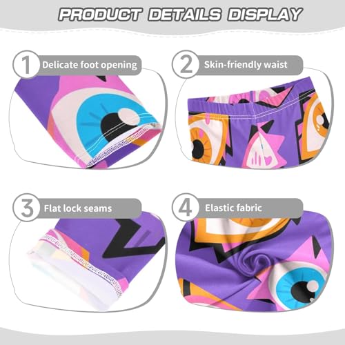 Cute Halloween Eyes on Purple Girls Leggings Stretchy Dance Pants for Kids3