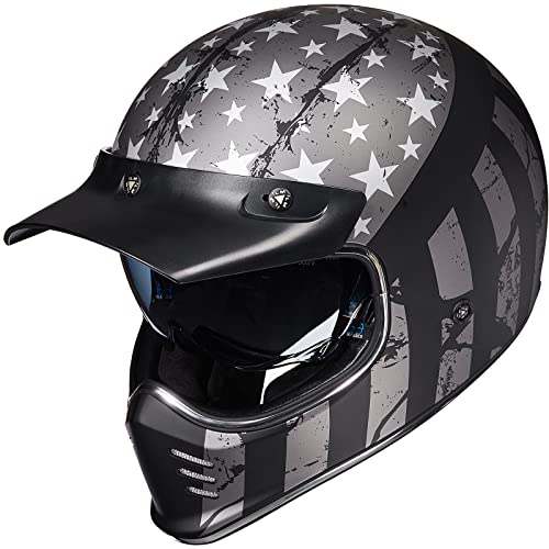 ILM Vintage Full Face Motorcycle Helmets for Adults Men Inner Visor Compatible for Moped ATV Cruiser Scooter DOT Model Z502(Patriotic Flag, M)