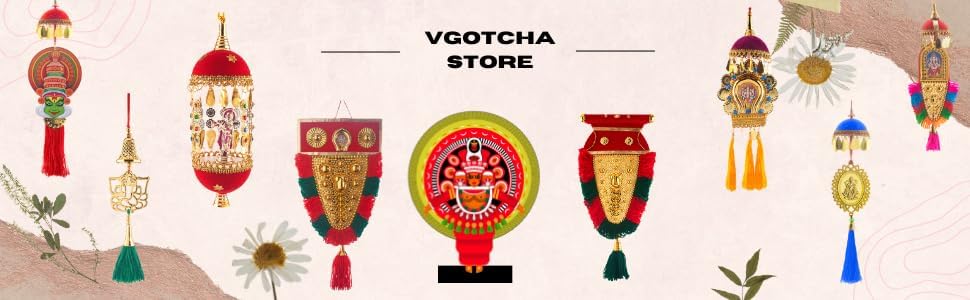 Miniatura 6 de Vgotcha Nettipattam - Decoración colgante de 1 pie 17 pulgadas x 10 pulgadas para decoración del hogar, habitación de puja, decoración de pared de