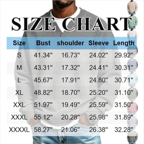 Waffle Knit Long Sleeve Men,V Neck Pullover Sweaters(Blue,Xx-Large) - image 4