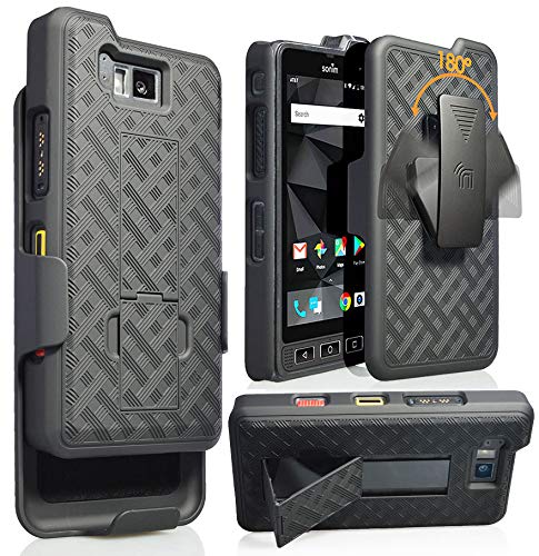 Nakedcellphone Combo Series Compatible with Sonim XP8 Phone Case, Kickstand Hard Cover with [Rotating Ratchet] Belt Clip Holster for XP8800 - Black Tread