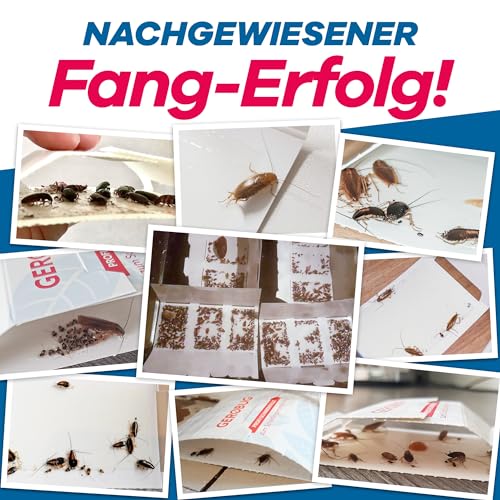 Gerobug Schabenfalle 12 STK. inkl. Ködertabletten - Kakerlakenfalle zur Befallsermittlung von Schaben in Allen Wohnräumen - Mit Ebook mit Tipps zur Schaben-Vertreibung