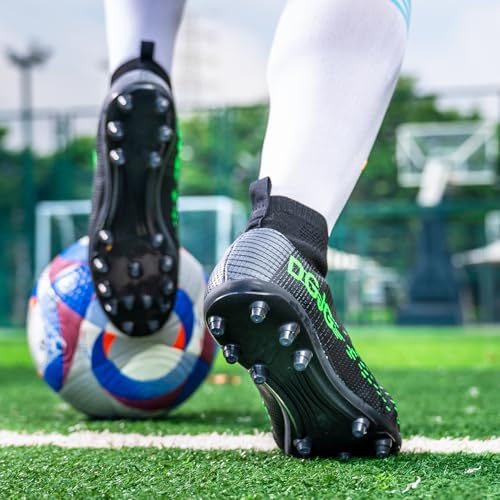 Image of Youth Soccer Cleats Mens Training Football Cleats Lightweight Womens High-top Soccer Shoes AG, Tacos de Futbol para Hombre