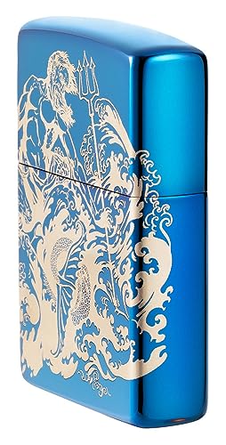 Zippo Atlantis Design High Polish Blue Pocket Lighter miniatura 3
