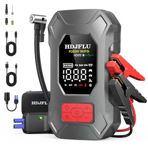 HDJFLU 7500A Jump Starter with 180PSI Air Compressor, 65W...