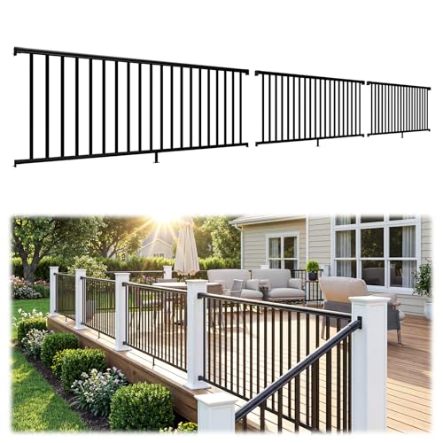 Image of Egadis 3 Pack 36 in x 8 ft Aluminum Porch and Deck Railing Kit Without Post