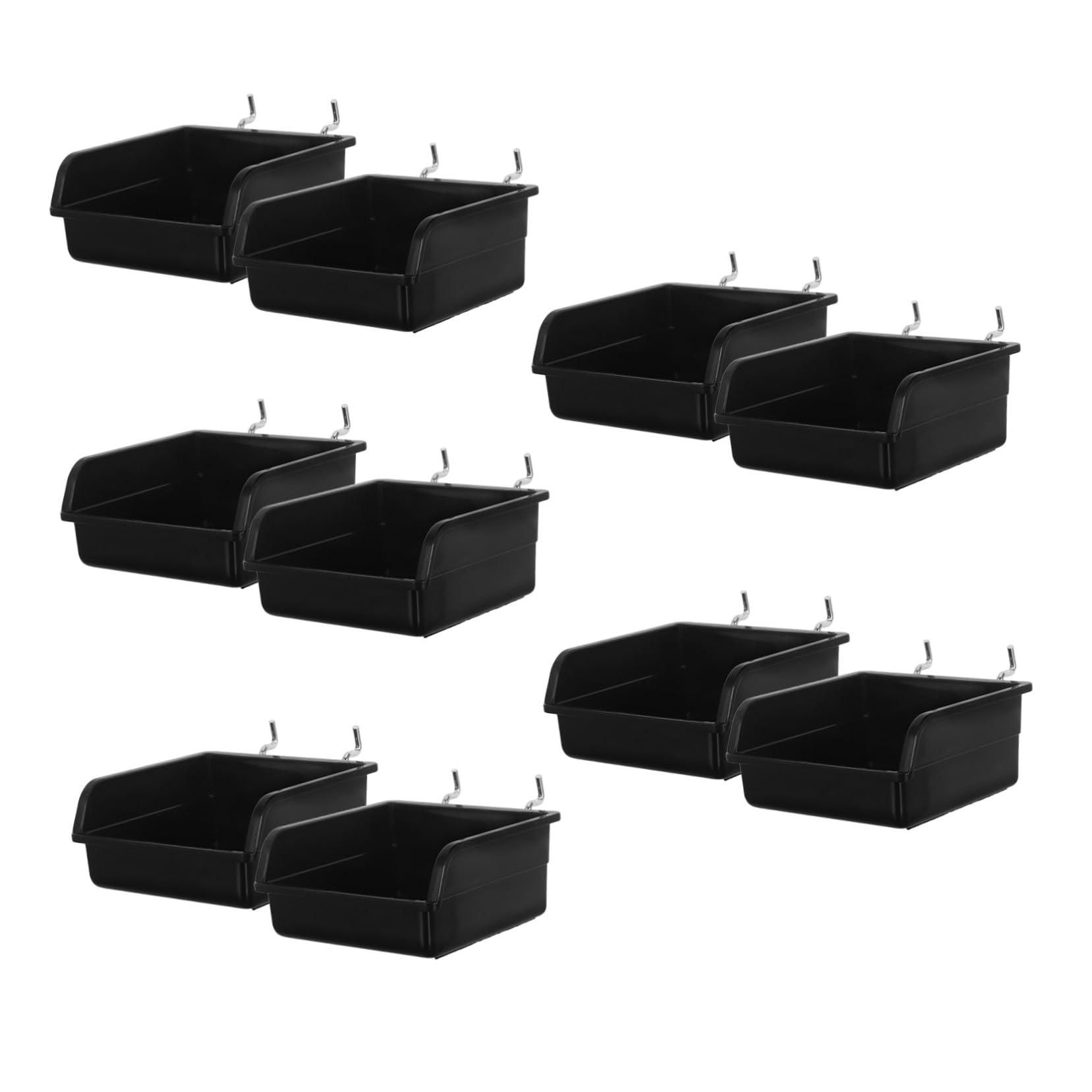 Boîte rangement plastique incliné lot de 10 bacs noirs épais sans perçage