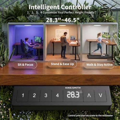 Image of WALKINGDESK 75x61 Inches Reversible L Shaped Standing Desk Height Adjustable with Cup Holder, Electric Corner Computer Workstation for Home Office, Ergonomic Sit Stand up Gaming Desk, Black Walnut
