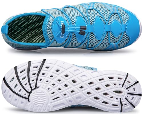 Image of DOUSSPRT Women's Water Shoes Quick Drying Sports Aqua Shoes Lightblue&White 6