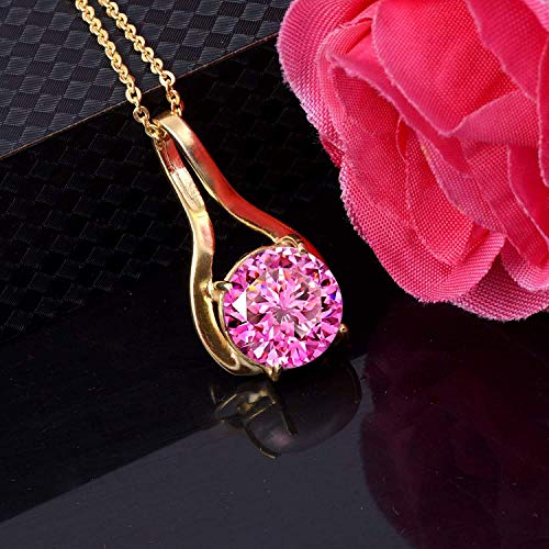 Pendentif zircon rose 13 ratti en argent sterling authentique - 2