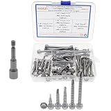HVAZI 1/4'(M6.3) Hex Head Self Drilling Screws Assortment Kit,410 Stainless Steel Drilling (TEK) Screws for Metals,Screws Lengths:1/4'-14x/1',1-1/4',1-1/2',2',2-1/2'