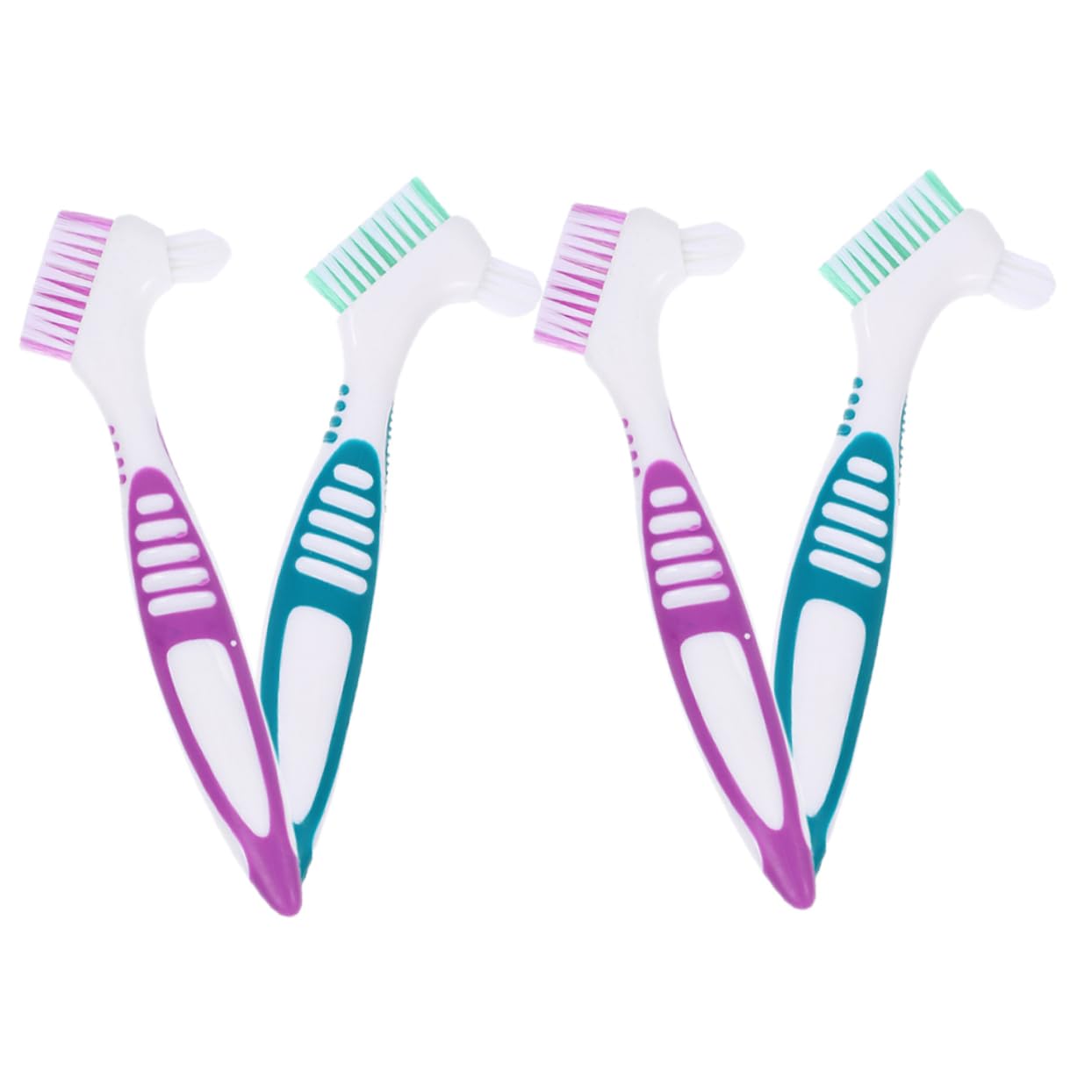 KOMBIUDA 20pezzi Spazzole Per Dentiera Con Manico Antiscivolo Di Spazzolini Per Igiene Orale Pulizia Dentiere e Protesi Morbide Setole Per Gengive Sensibili Colori